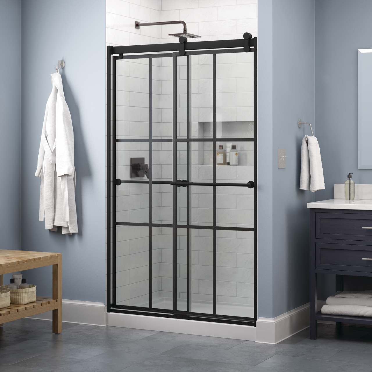 Contemporary 6mm Shower Door with Everly Handle