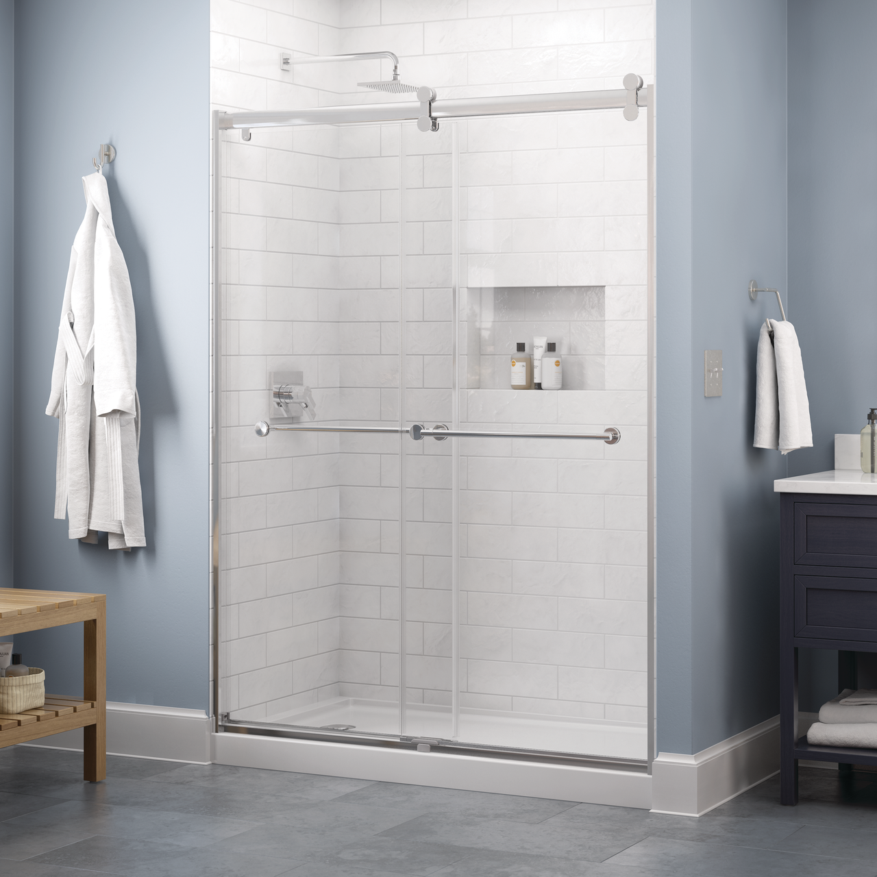 60" Shower / Clear / Chrome