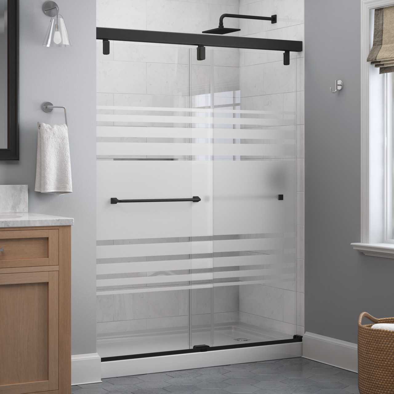 60" Shower / Transition / Matte Black