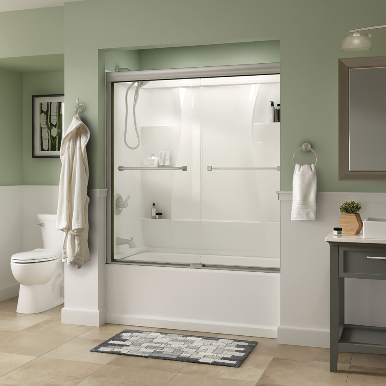 60" Bathtub / Clear / Nickel