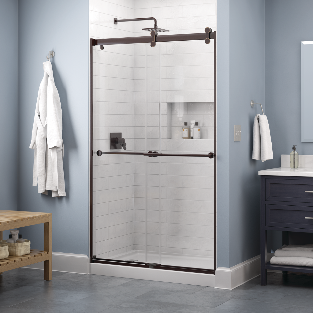 Contemporary 6mm Shower Door with Crestfield Handle