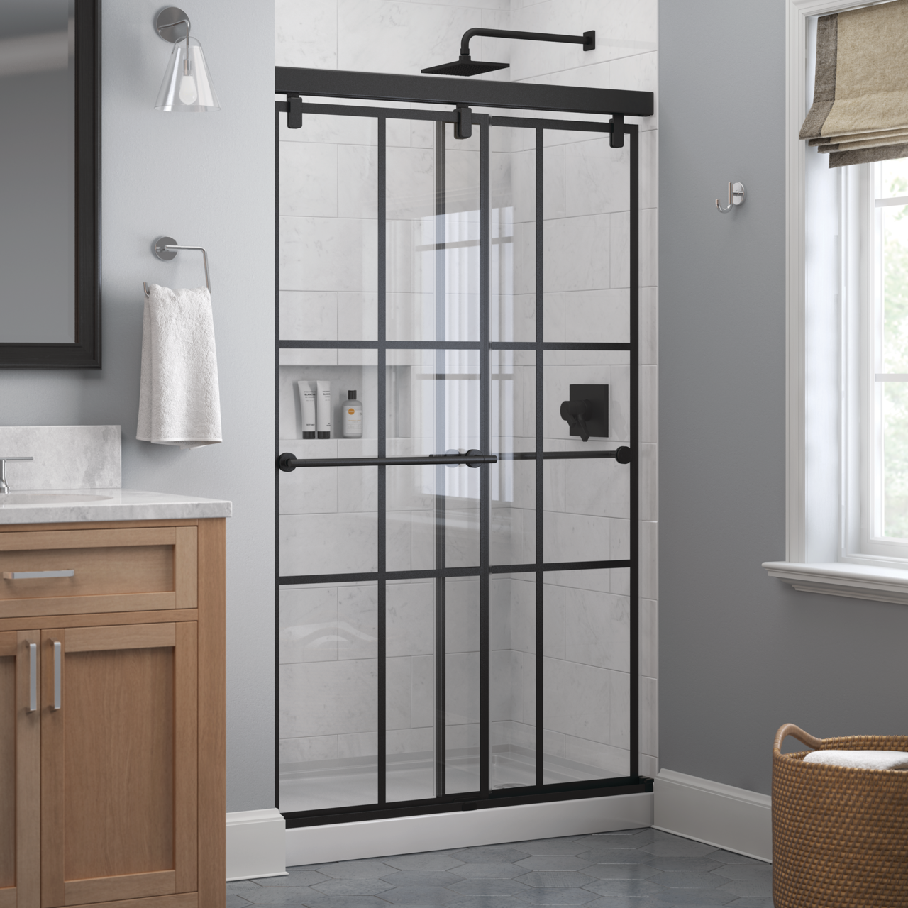 48" Shower / Ingot / Matte Black