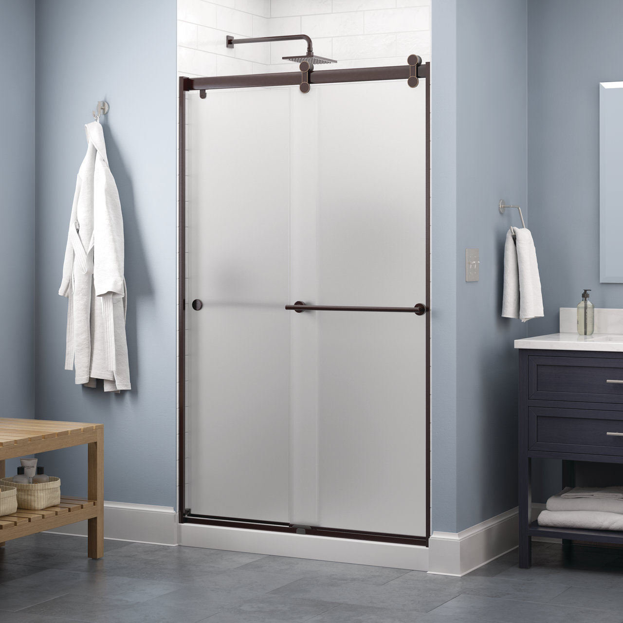 48" Shower / Frosted / Bronze