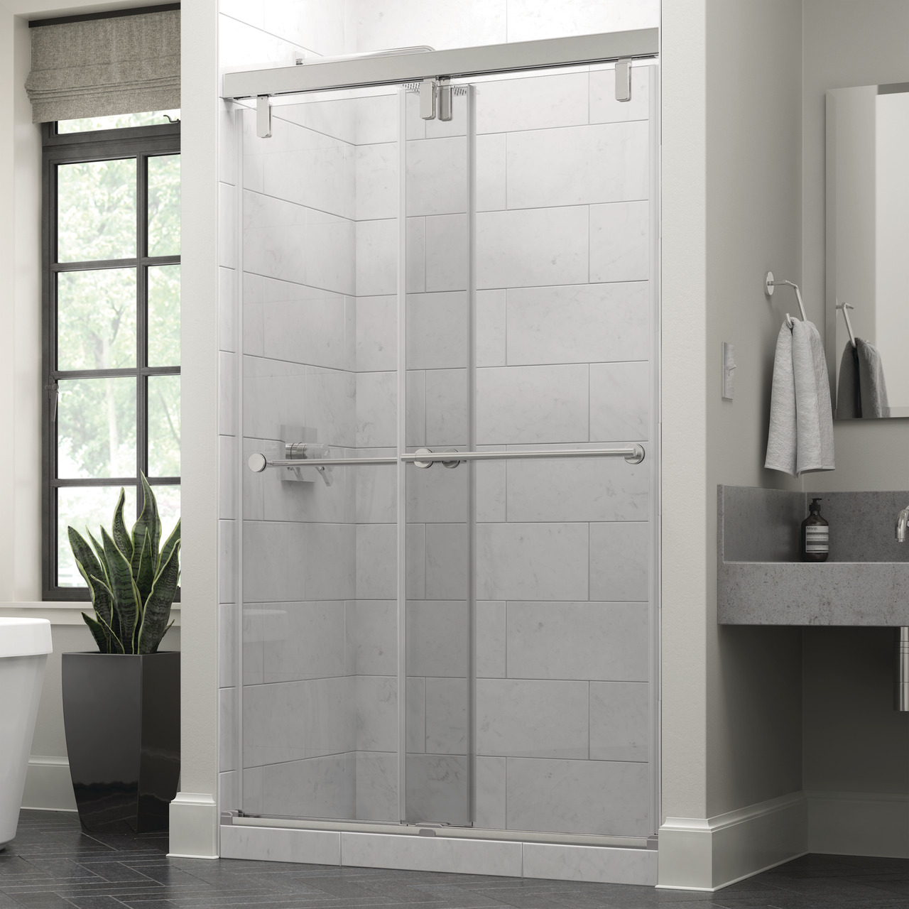 48" Shower / Clear / Polished Chrome