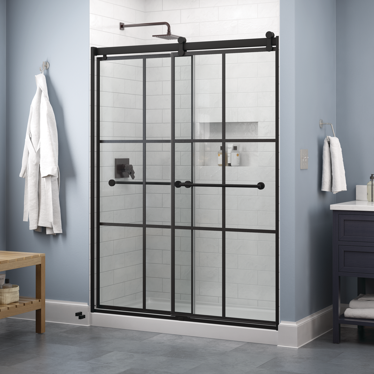 Contemporary 6mm Shower Door with Everly Handle