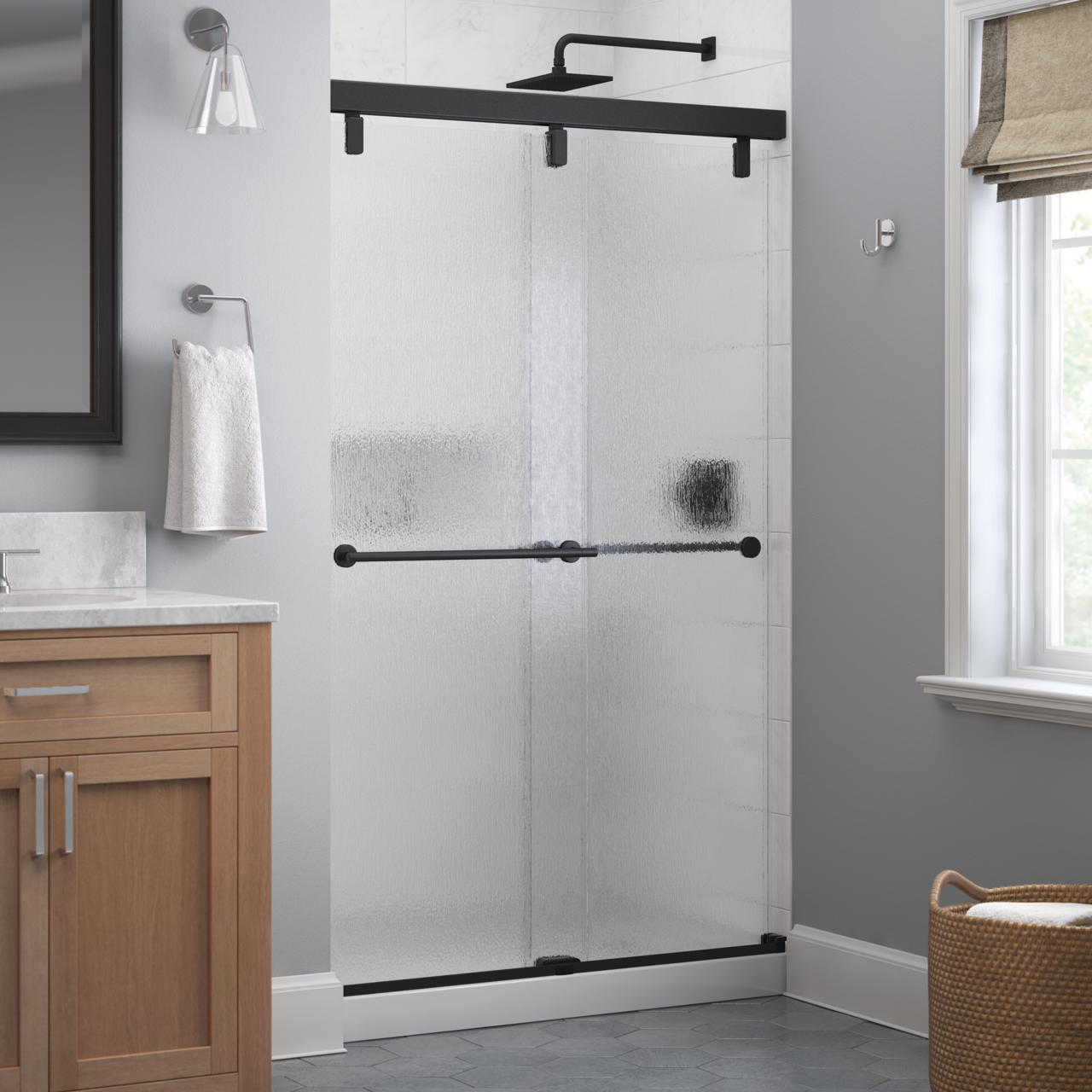48" Shower / Rain / Matte Black