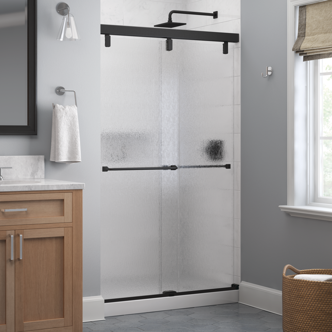 48" Shower / Rain / Matte Black