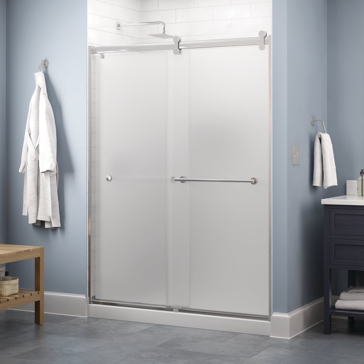 60" Shower / Frosted / Chrome
