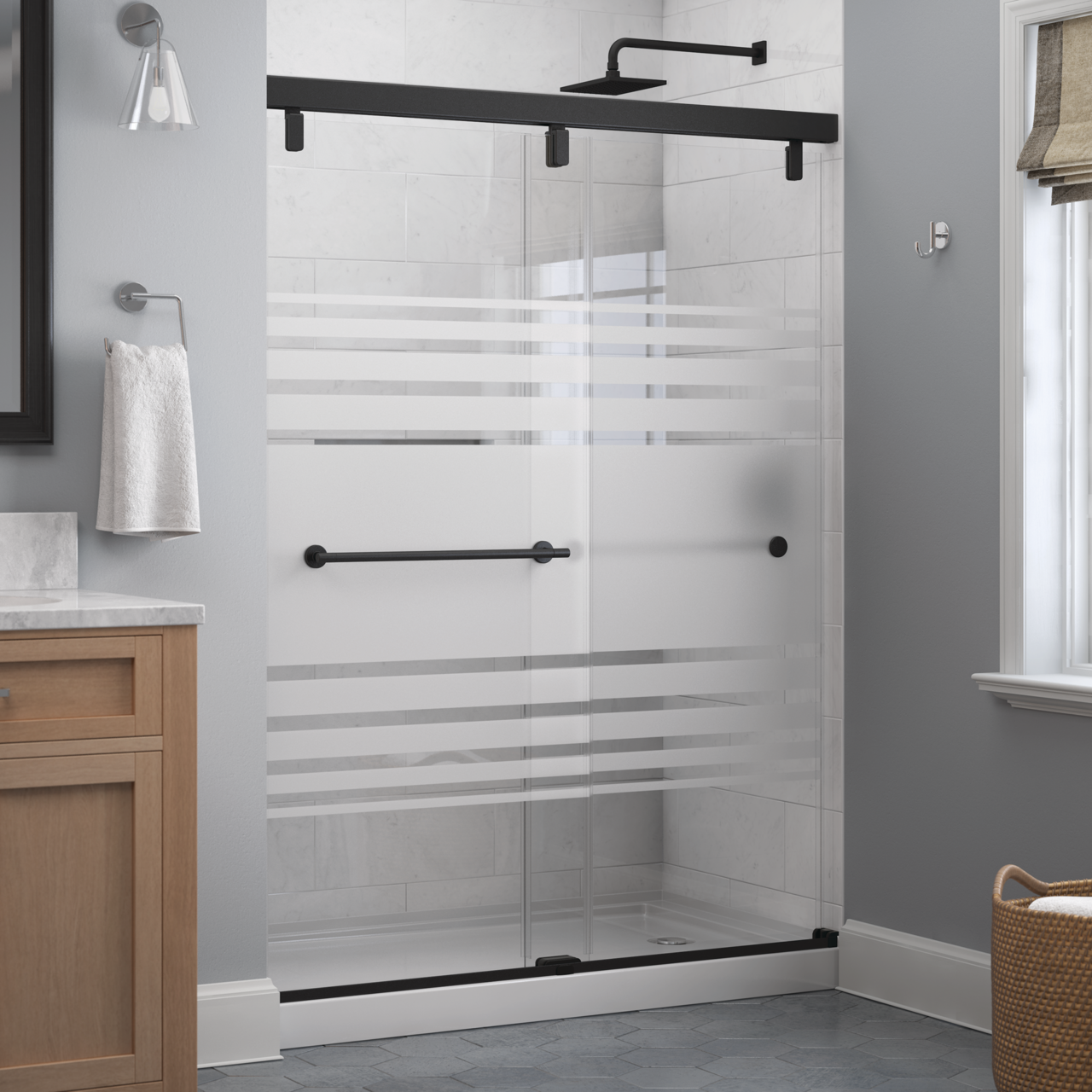 60" Shower / Transition / Matte Black