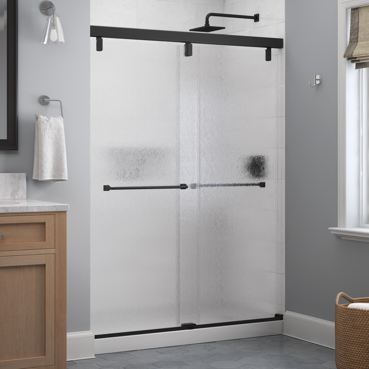 60" Shower / Rain / Matte Black