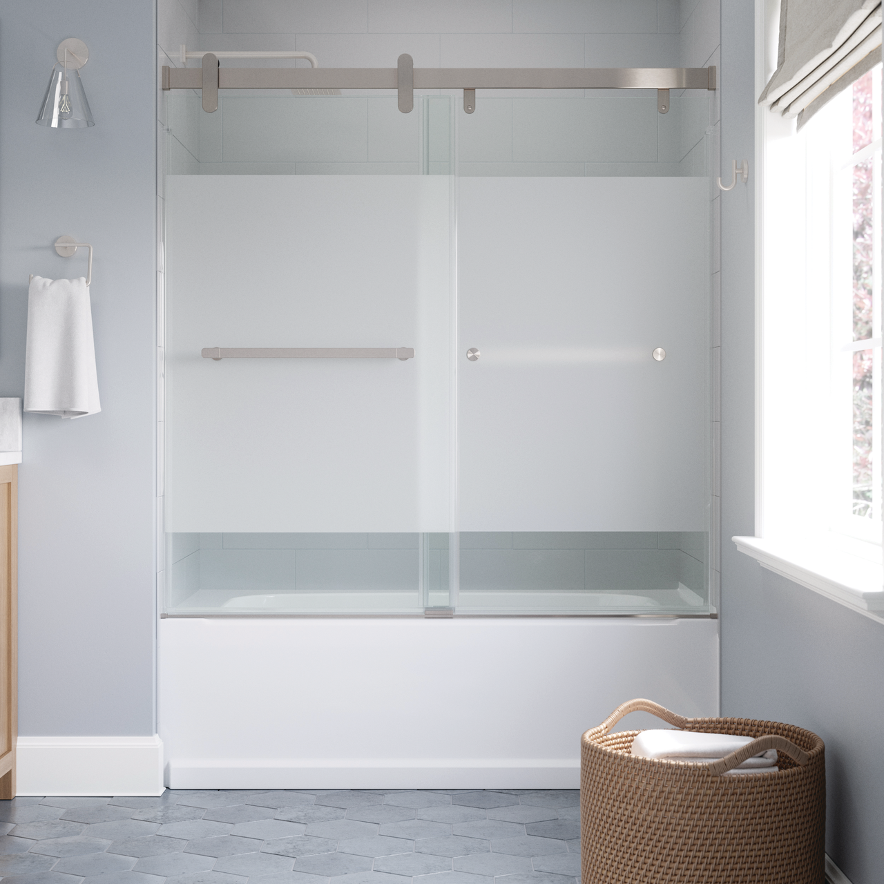 60" Bathtub / Privacy / Brushed Nickel (Shower Door)