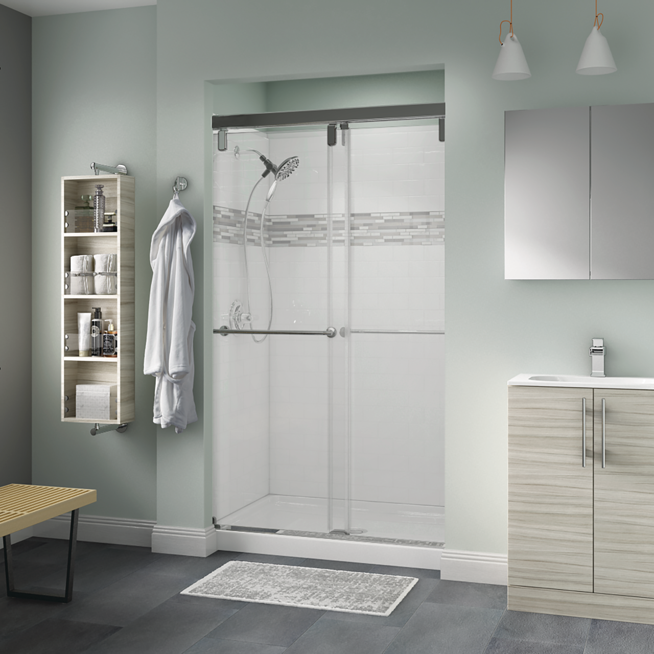 48" Shower / Clear / Polished Chrome