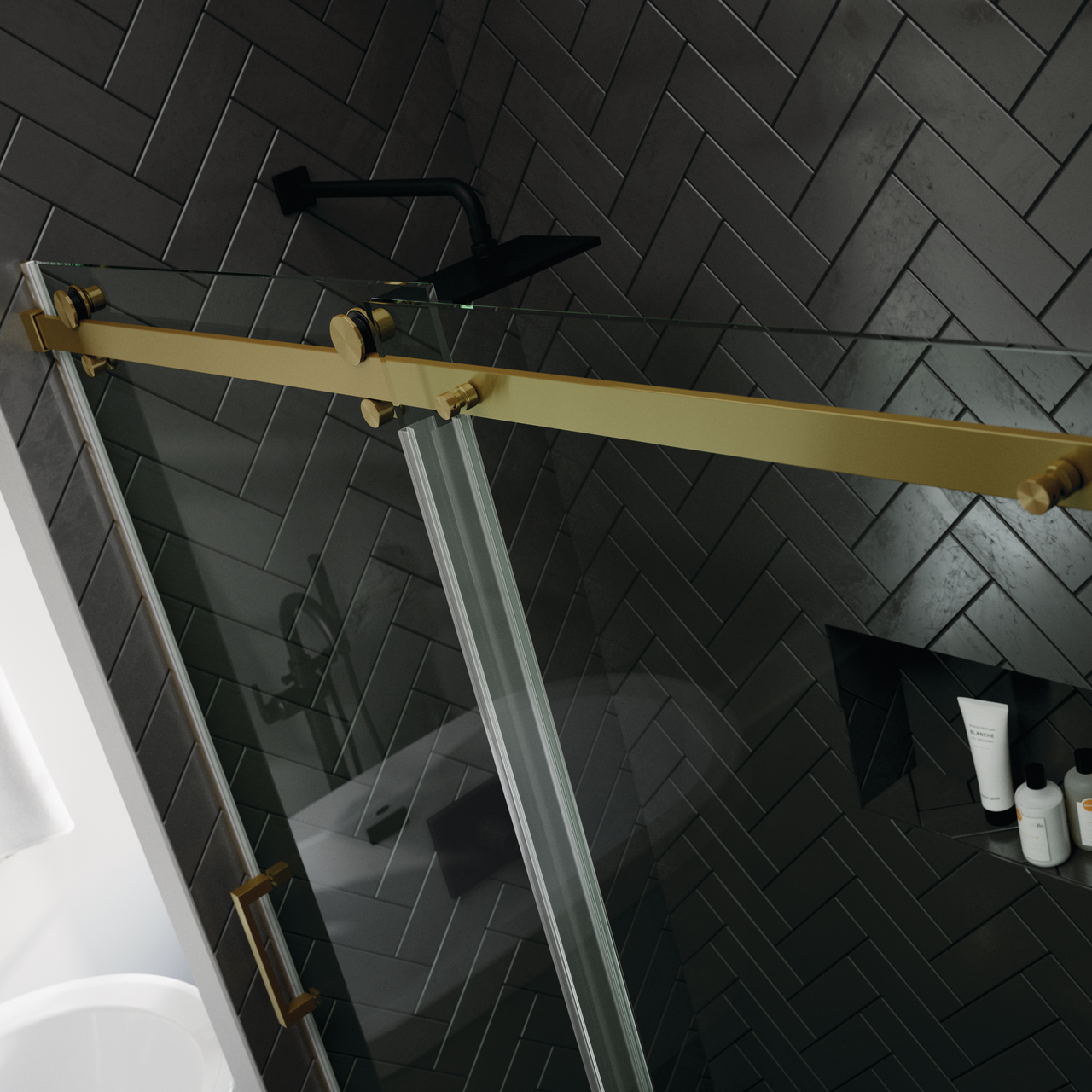 Commix Shower Door track in Matte Gold