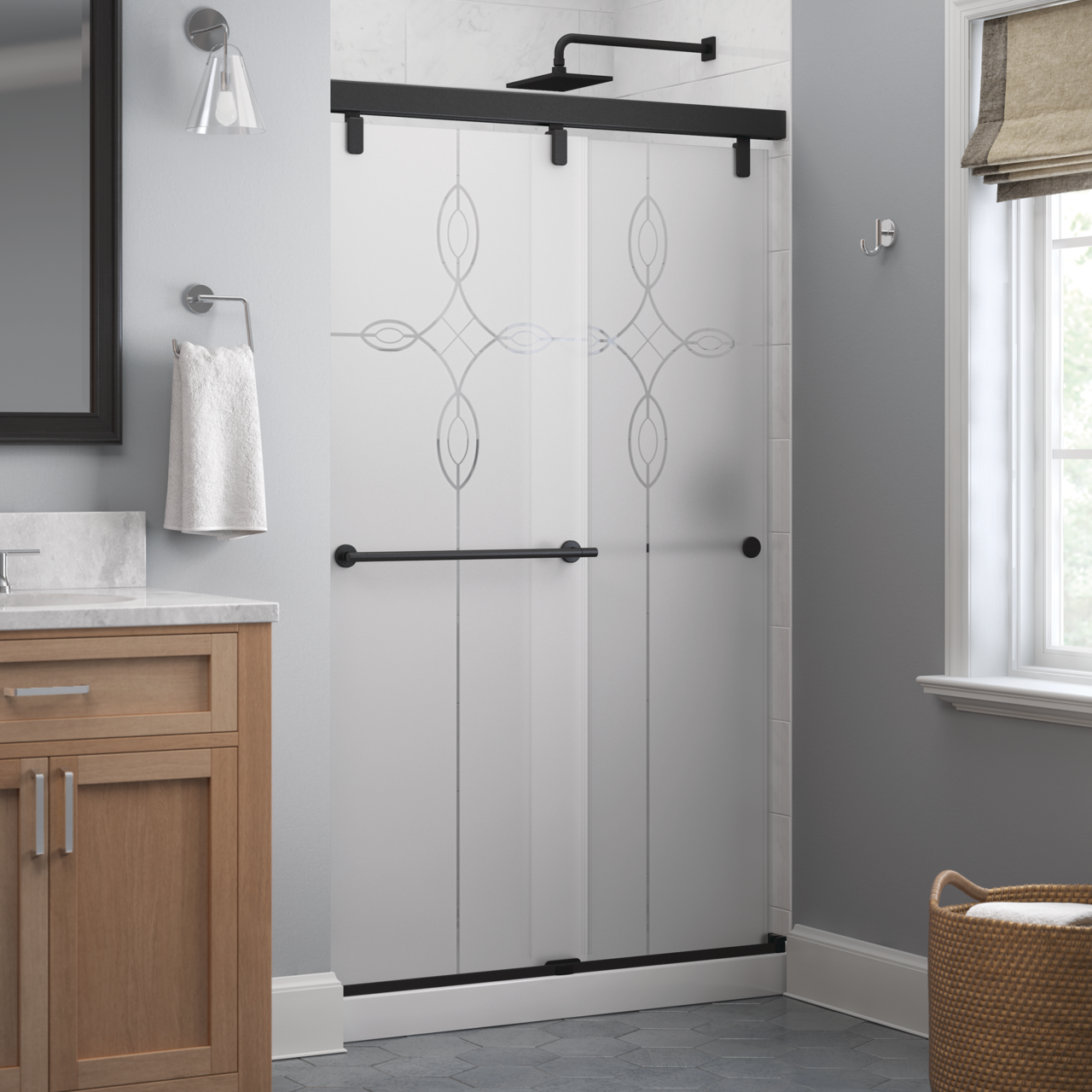 48" Shower / Tranquility / Matte Black