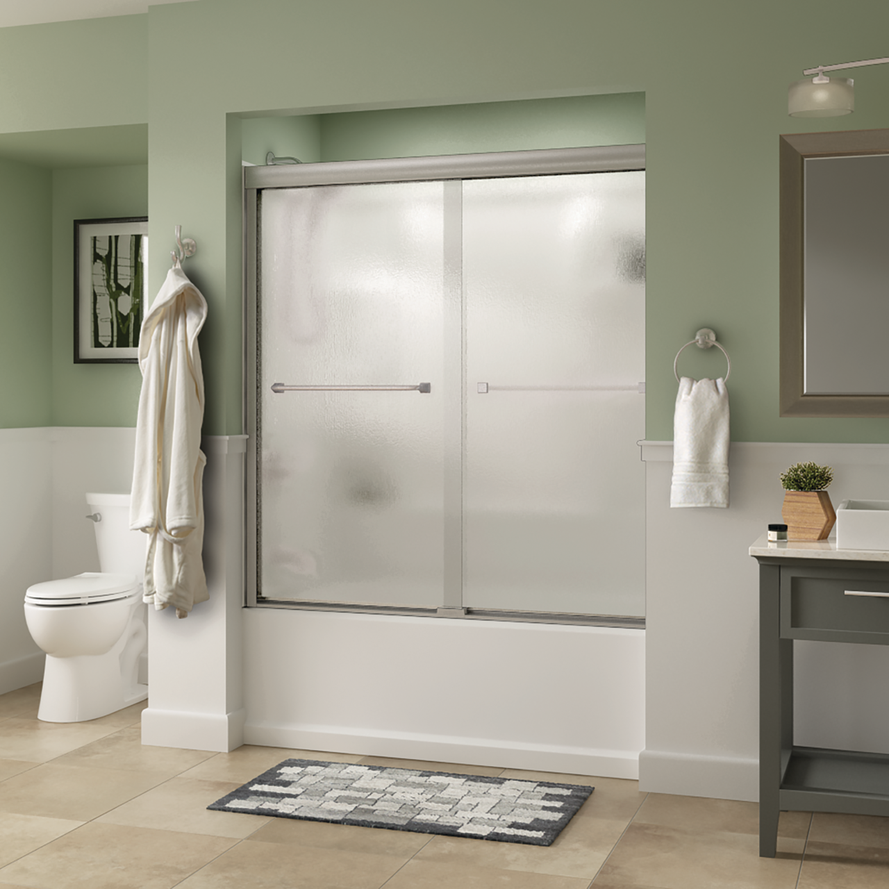 60" Bathtub / Rain / Nickel