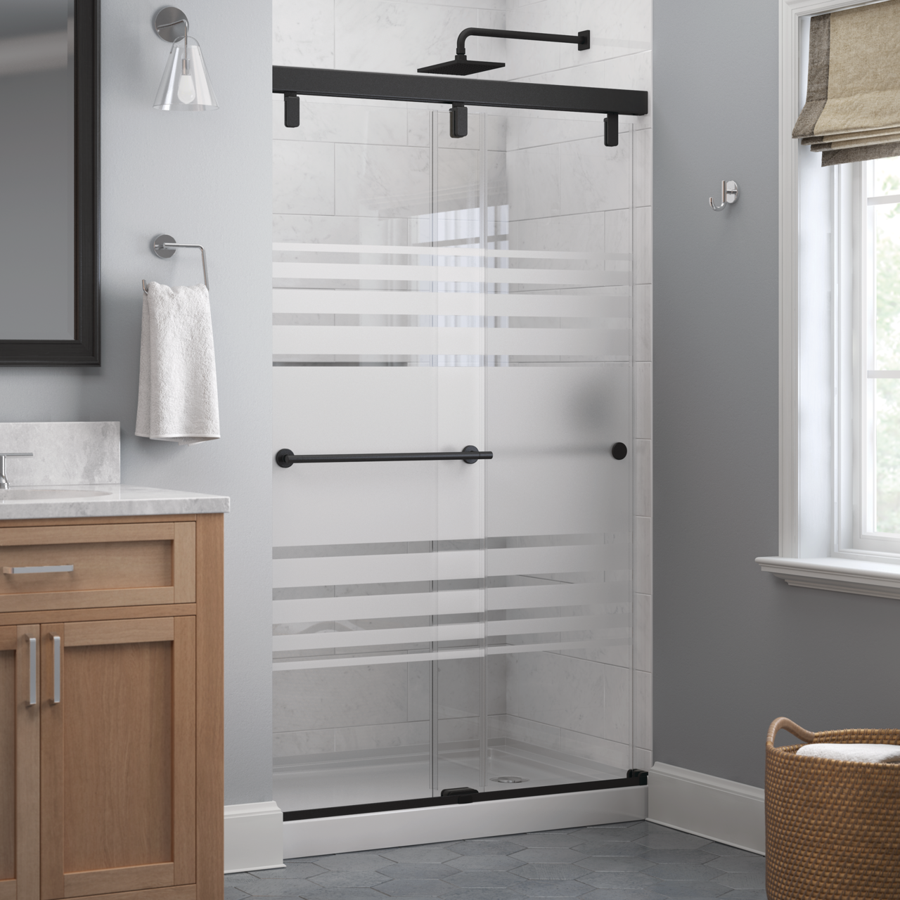 48" Shower / Transition / Matte Black