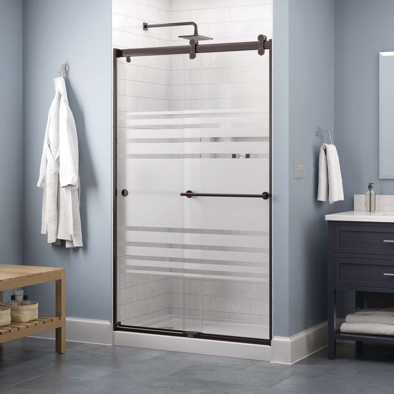 Contemporary 6mm Shower Door with Lyndall Handle