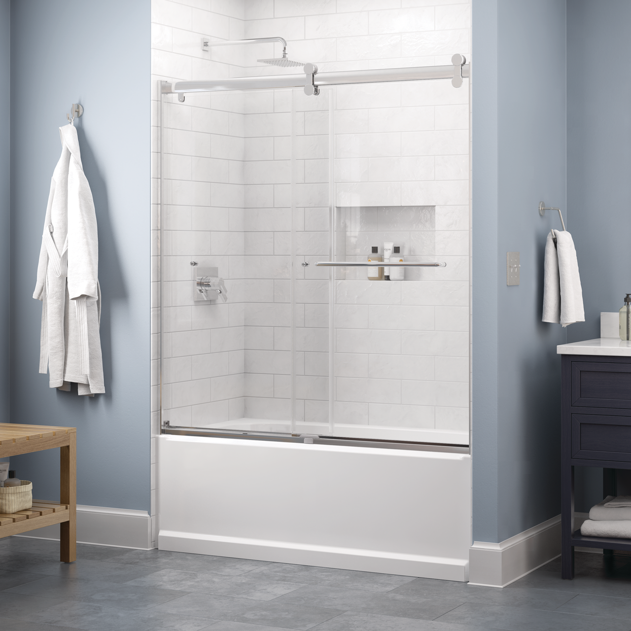 Contemporary 6mm Bathtub Door with Simplicity Handle