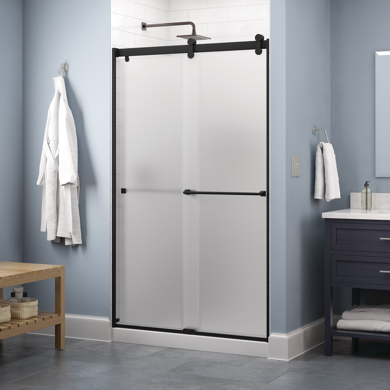 48" Shower / Frosted / Matte Black