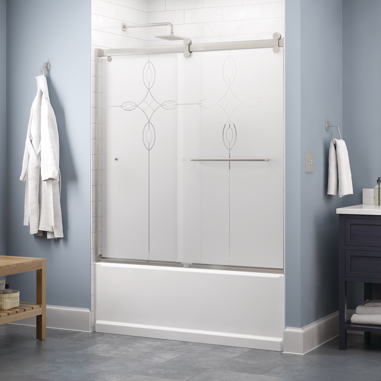 Contemporary 6mm Bathtub Door with Simplicity Handle