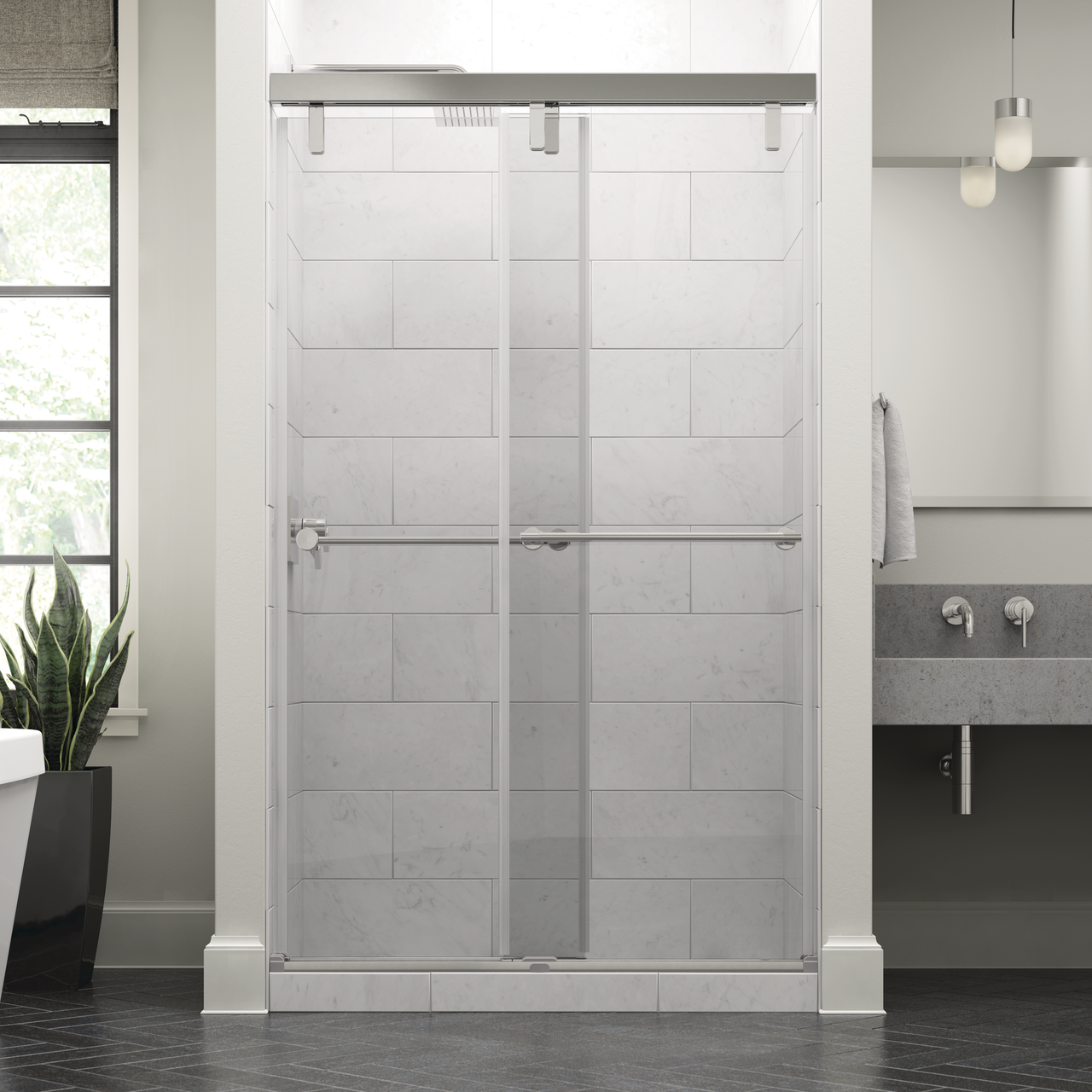 48" Shower / Clear / Polished Chrome