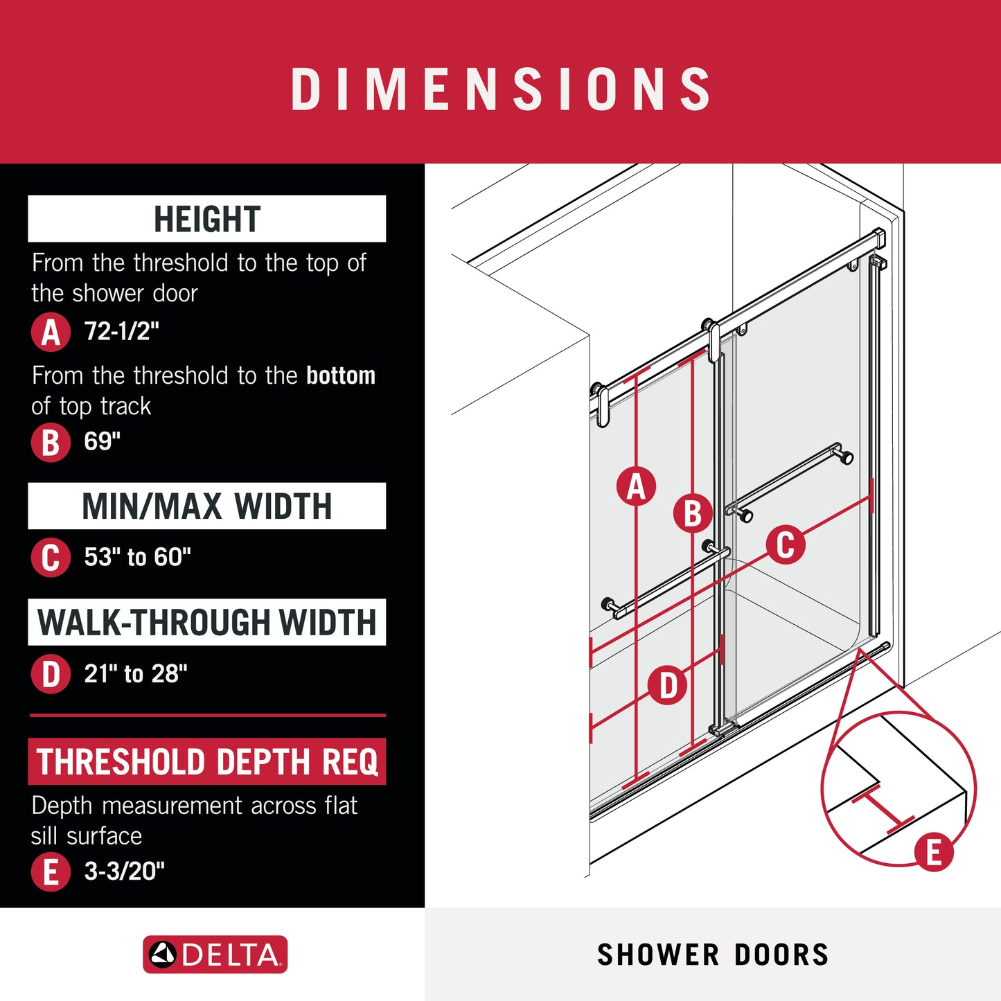 60" Shower / Privacy / Brushed Nickel (Shower Door)