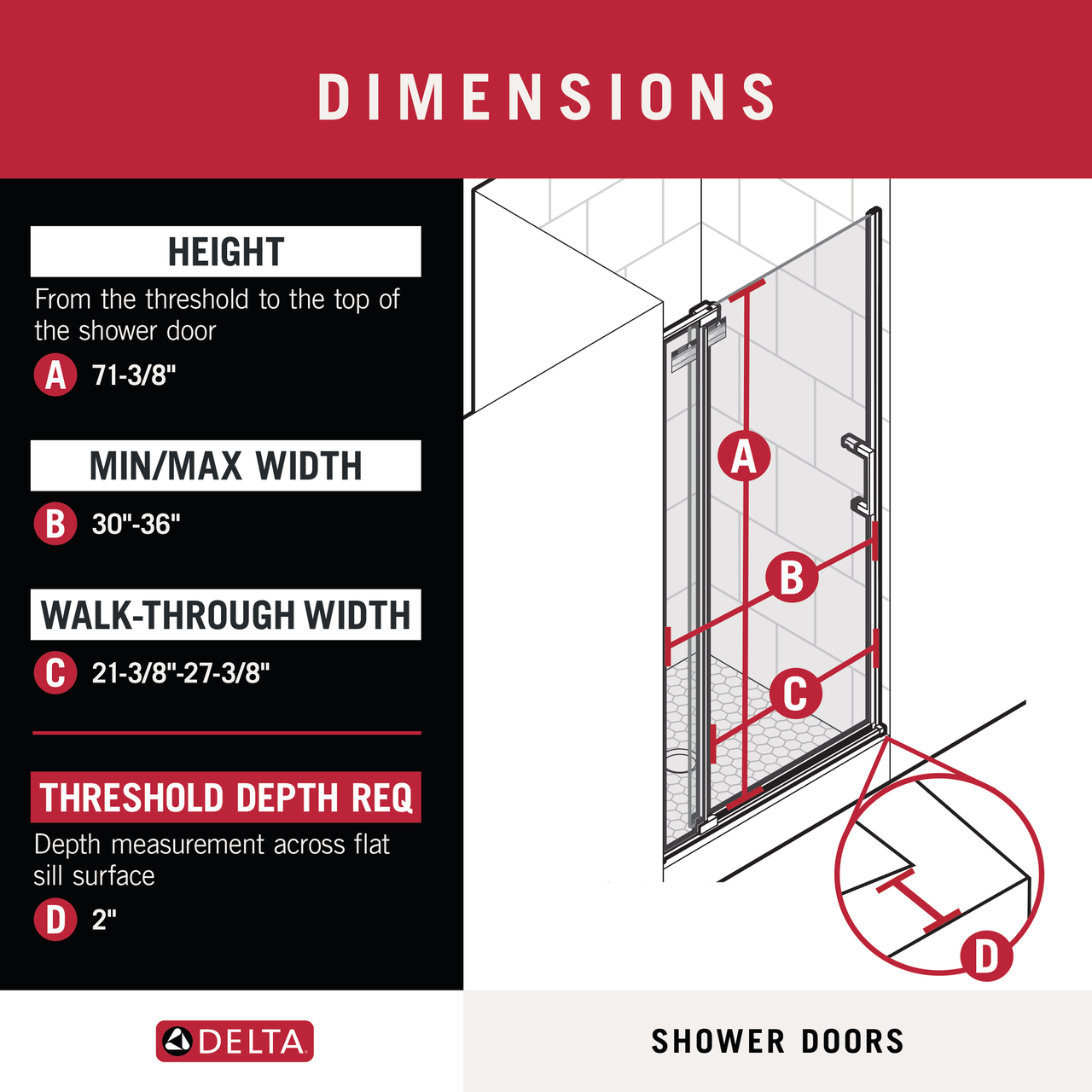 36" Shower / Clear / Brushed Nickel (Shower Door)