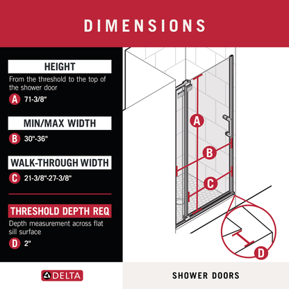 36" Shower / Clear / Brushed Nickel (Shower Door)