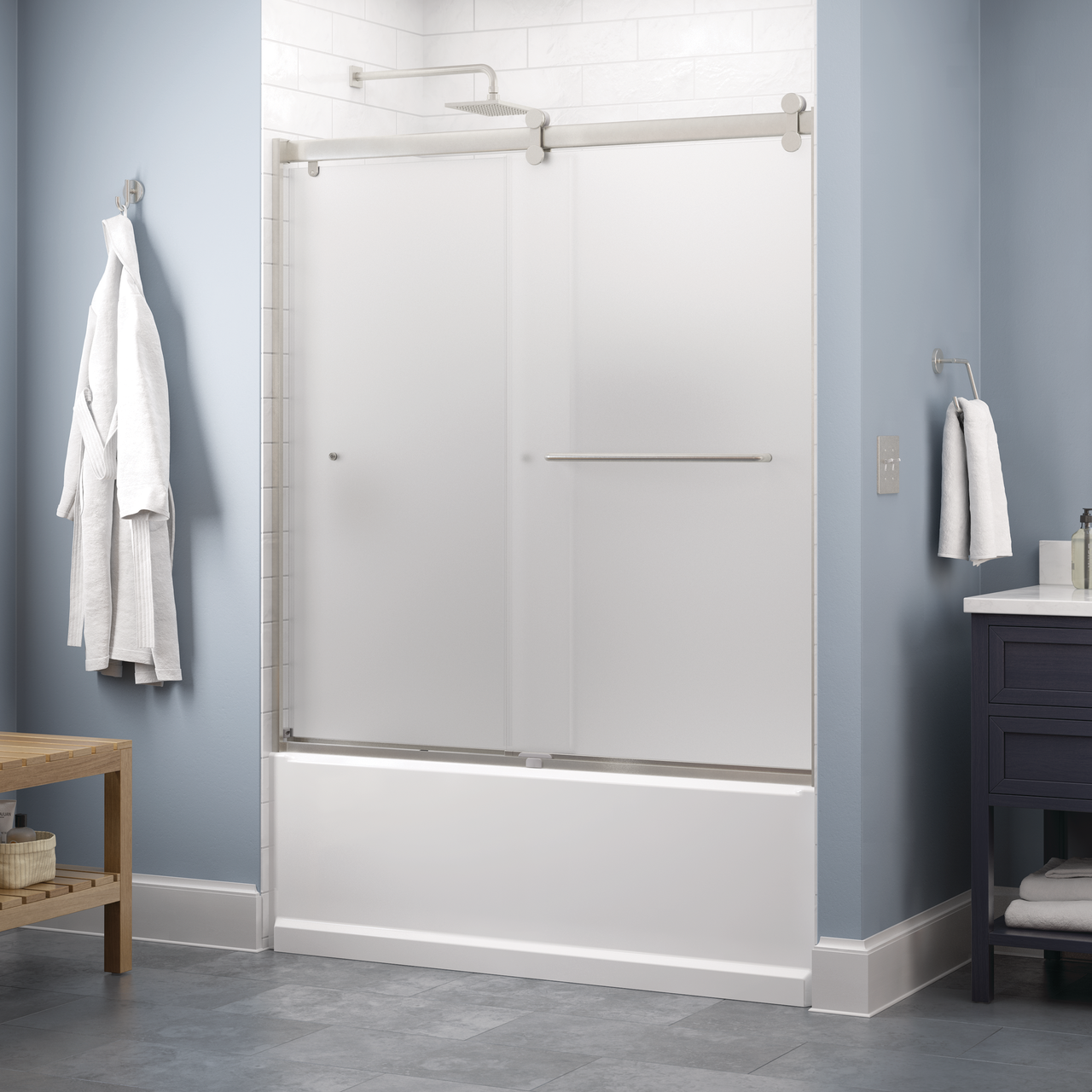 60" Bathtub / Frosted / Nickel