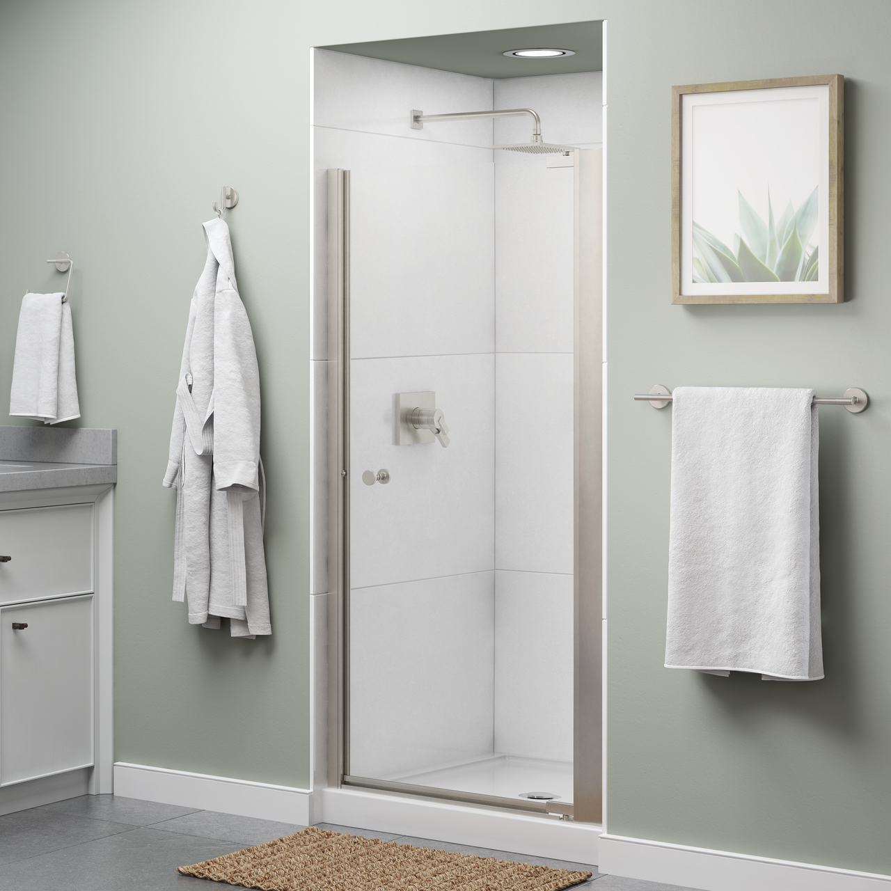 36" Shower / Clear / Nickel