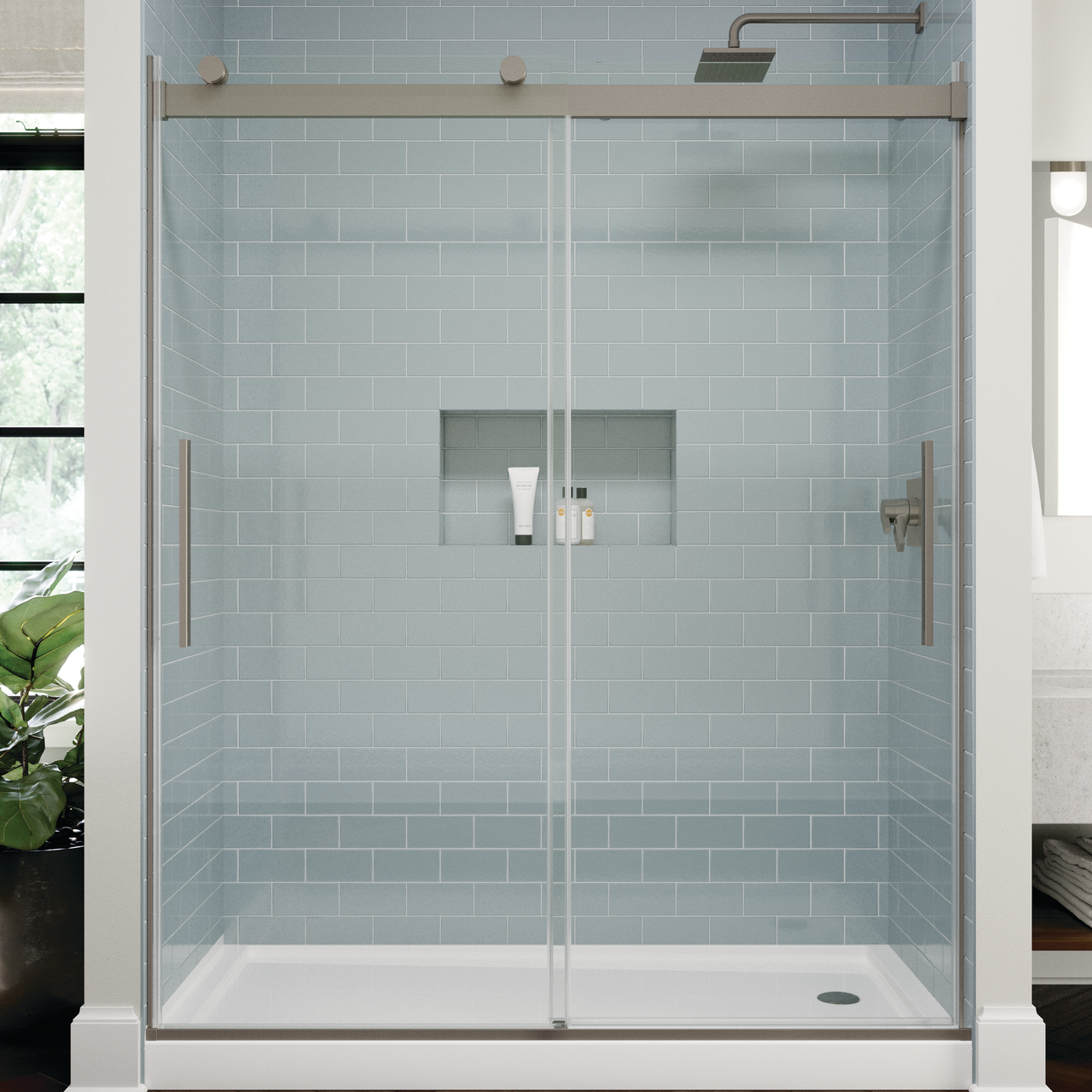 60" Shower / Clear / Shower Door Brushed Nickel