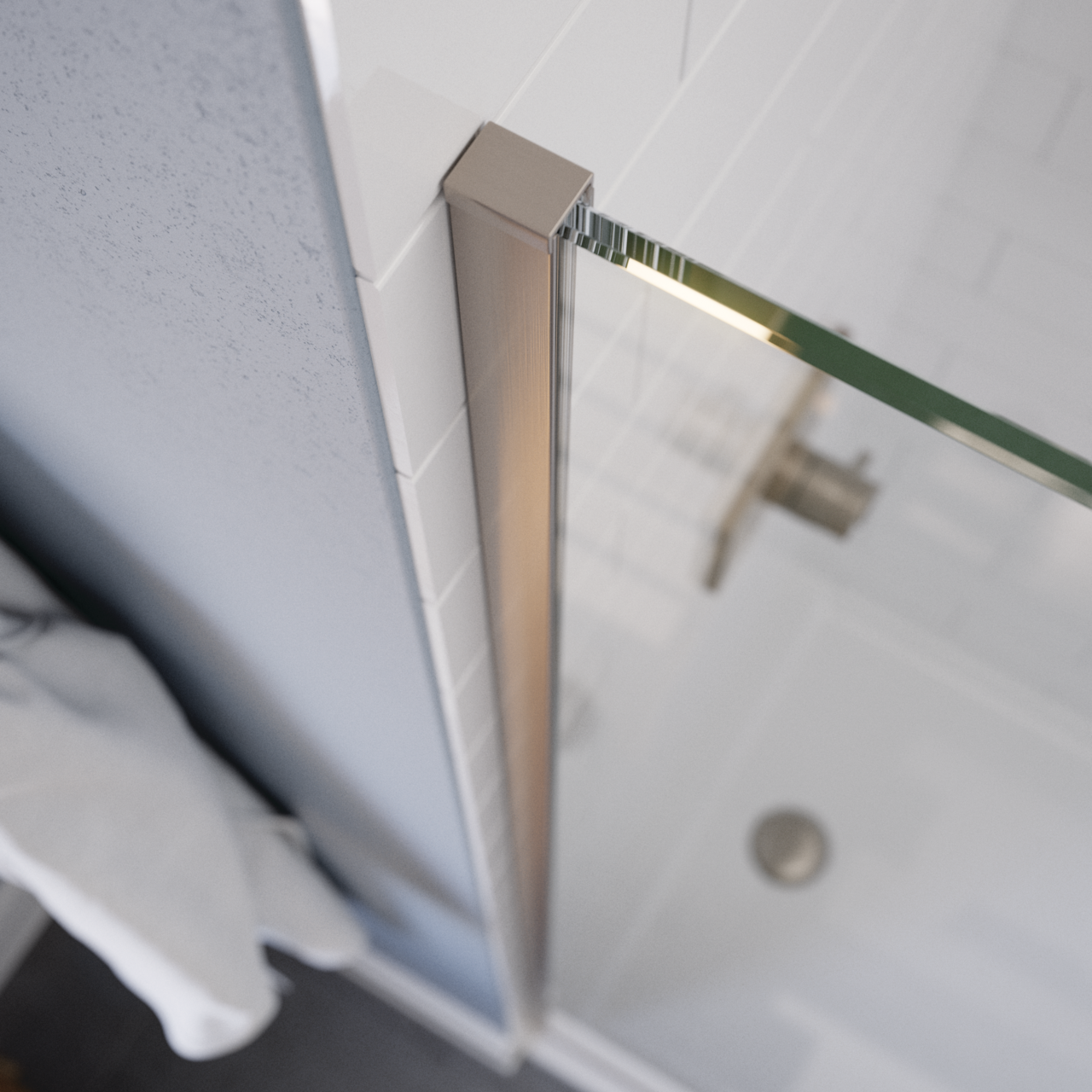 34" Shower / Clear / Delta Brushed Nickel