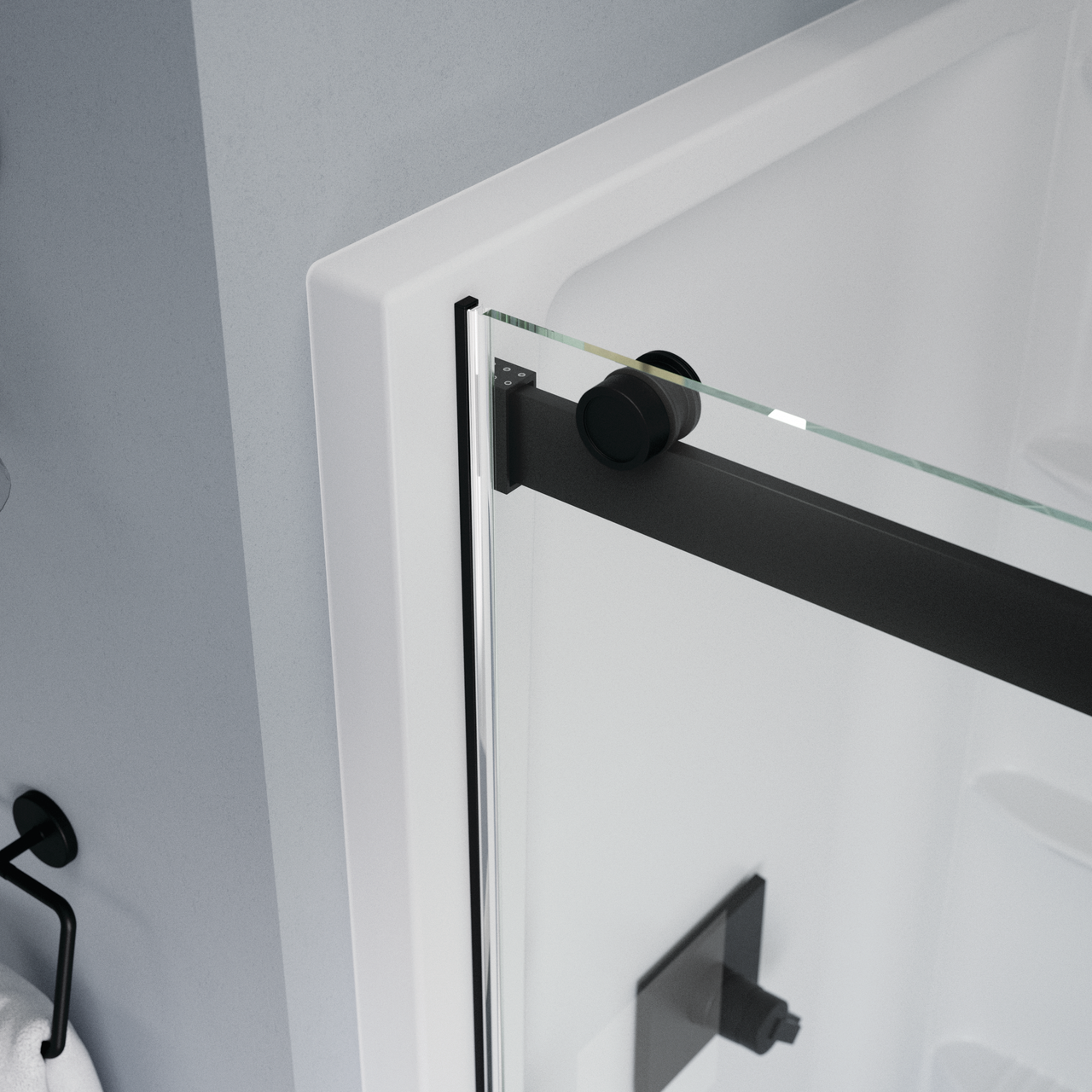 48" Shower / Clear / Matte Black