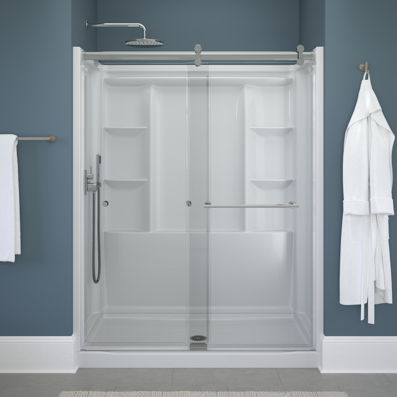 60" Shower / Clear / Chrome