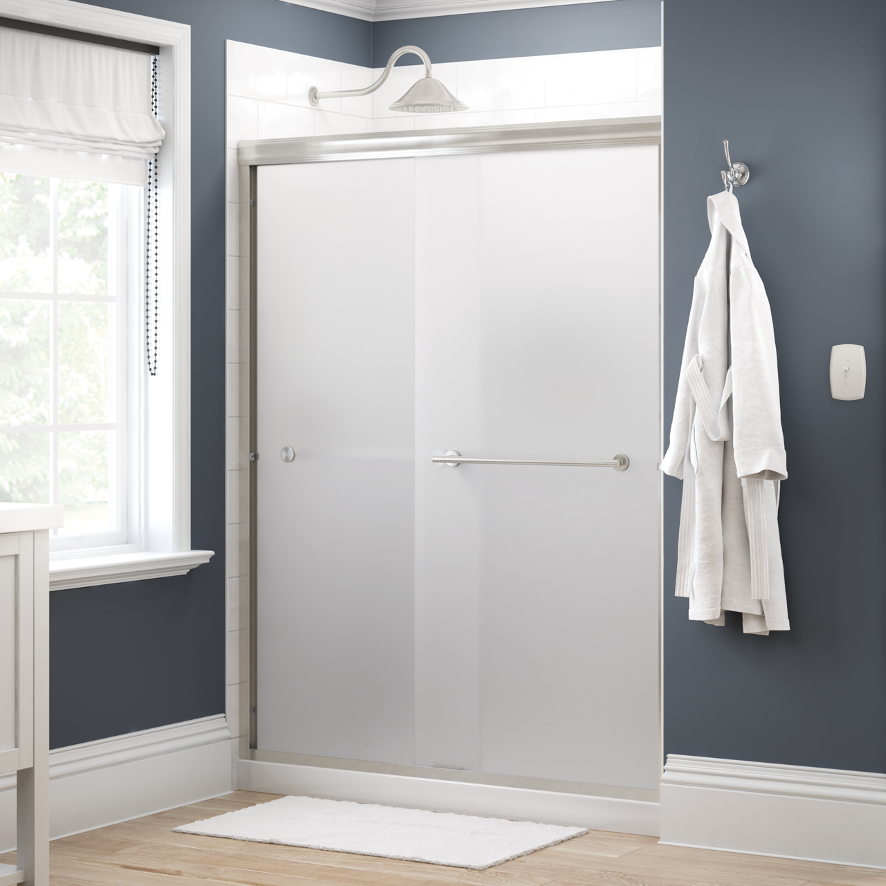 60" Shower / Frosted / Nickel