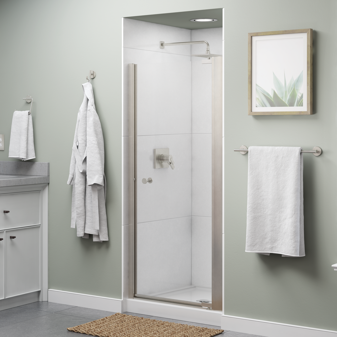 33" Shower / Clear / Nickel