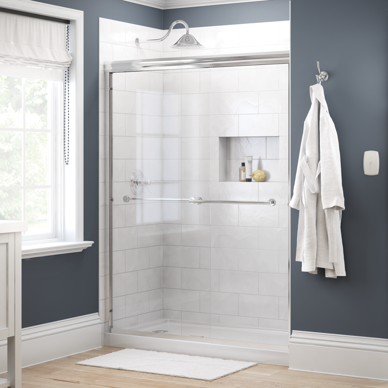 60" Shower / Clear / Chrome
