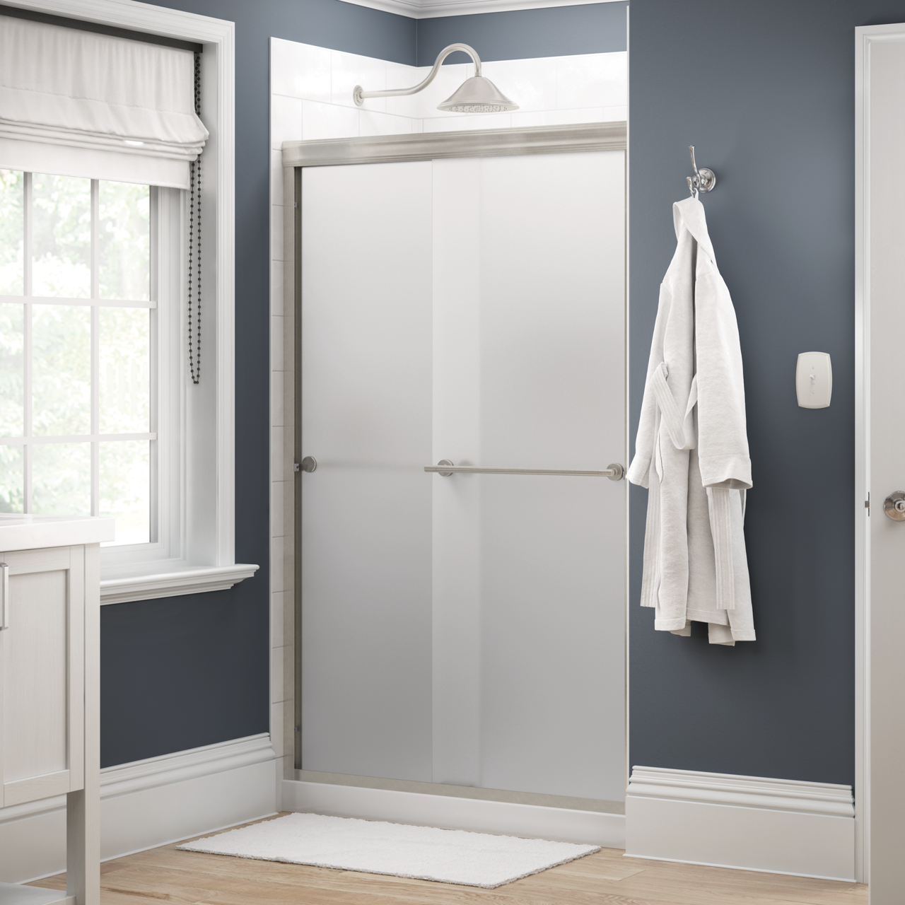 48" Shower / Frosted / Nickel