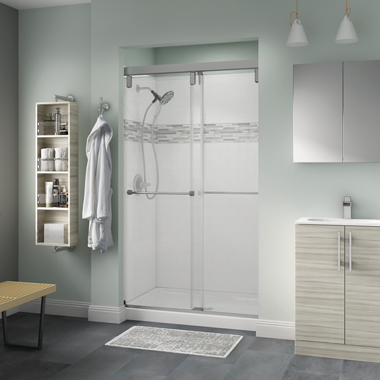 48" Shower / Clear / Delta Brushed Nickel