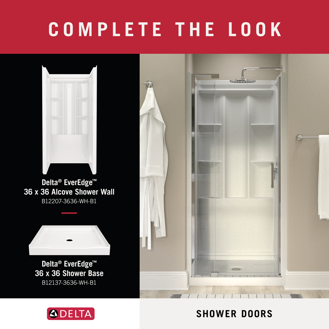 36" Shower / Clear / Chrome