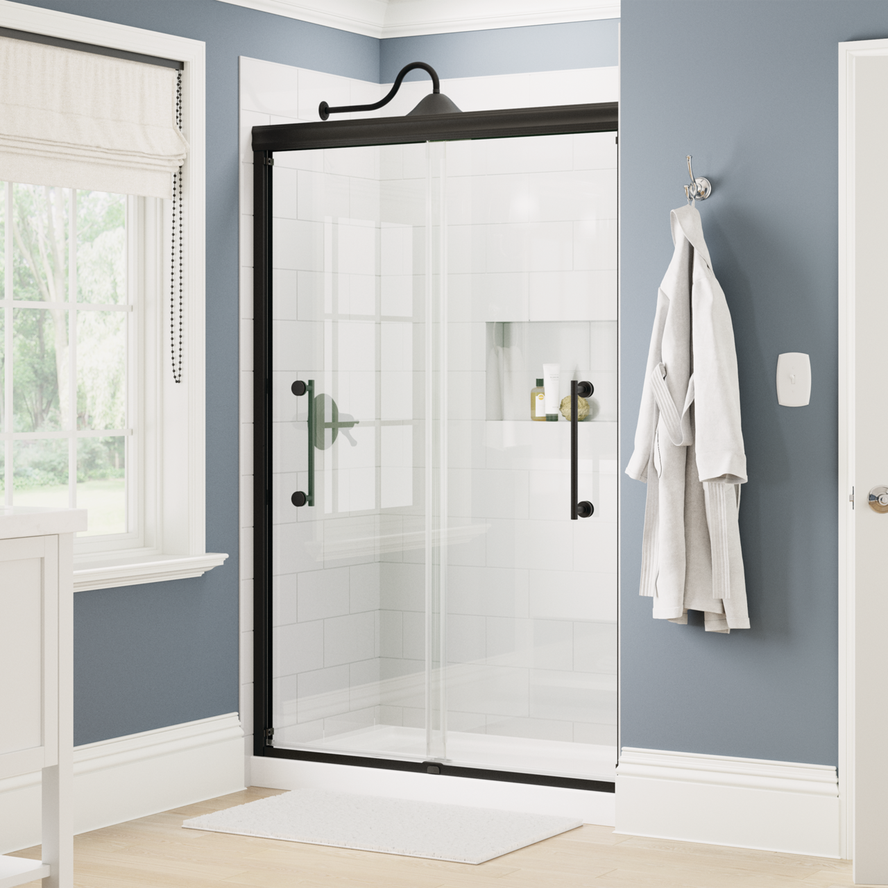48" Shower / Clear / Matte Black