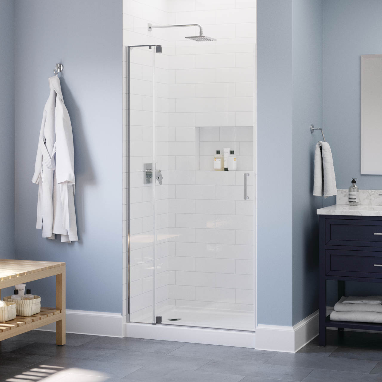 36" Shower / Clear / Chrome