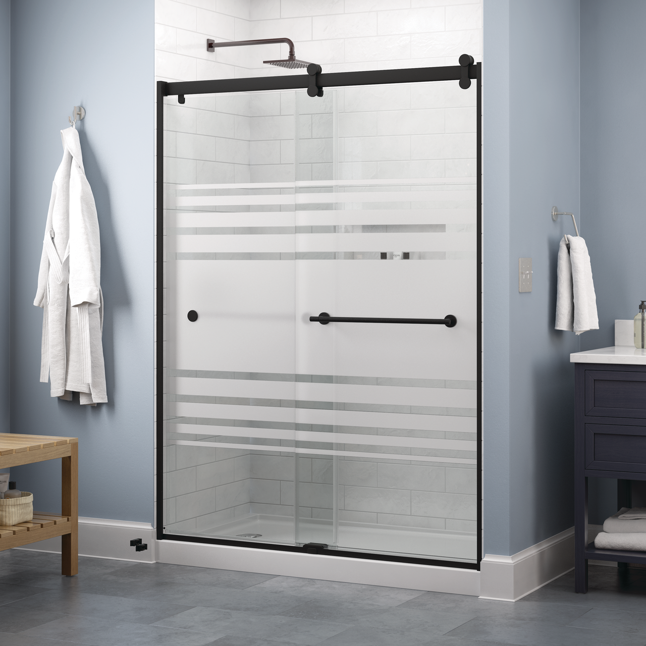 Contemporary 6mm Shower Door with Everly Handle