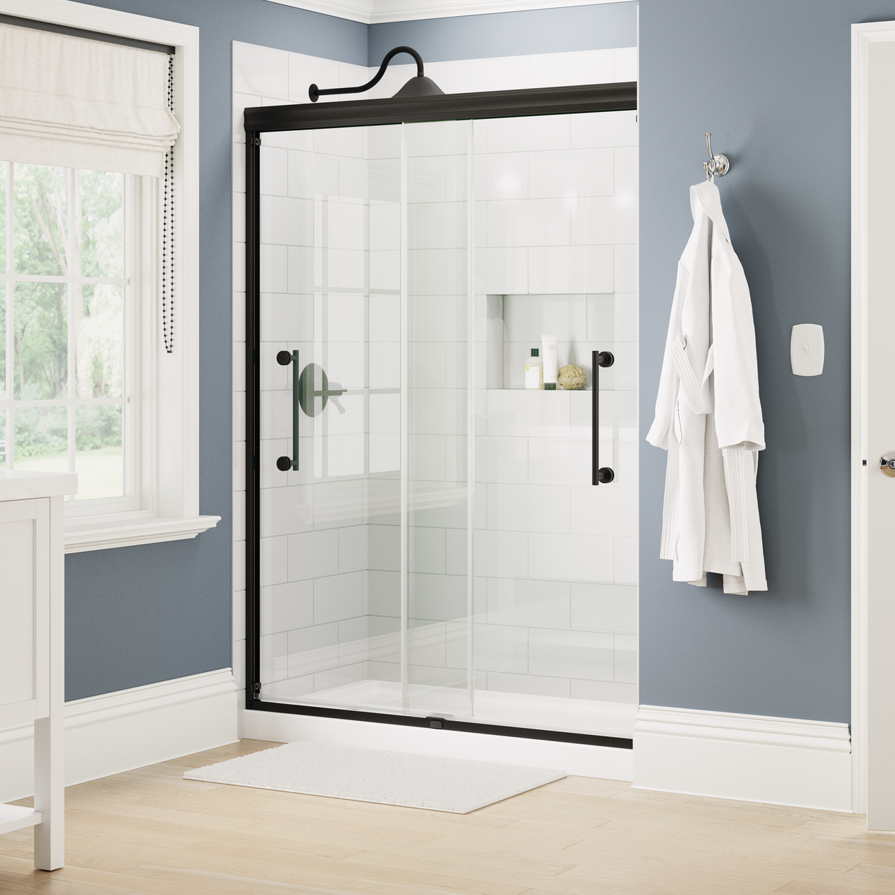 60" Shower / Clear / Matte Black