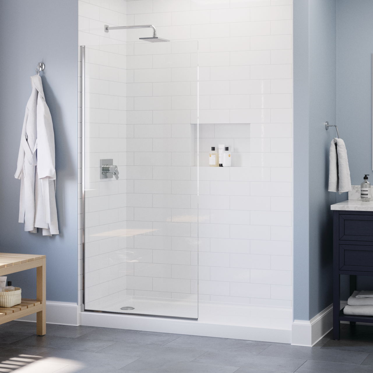 34" Shower / Clear / Chrome