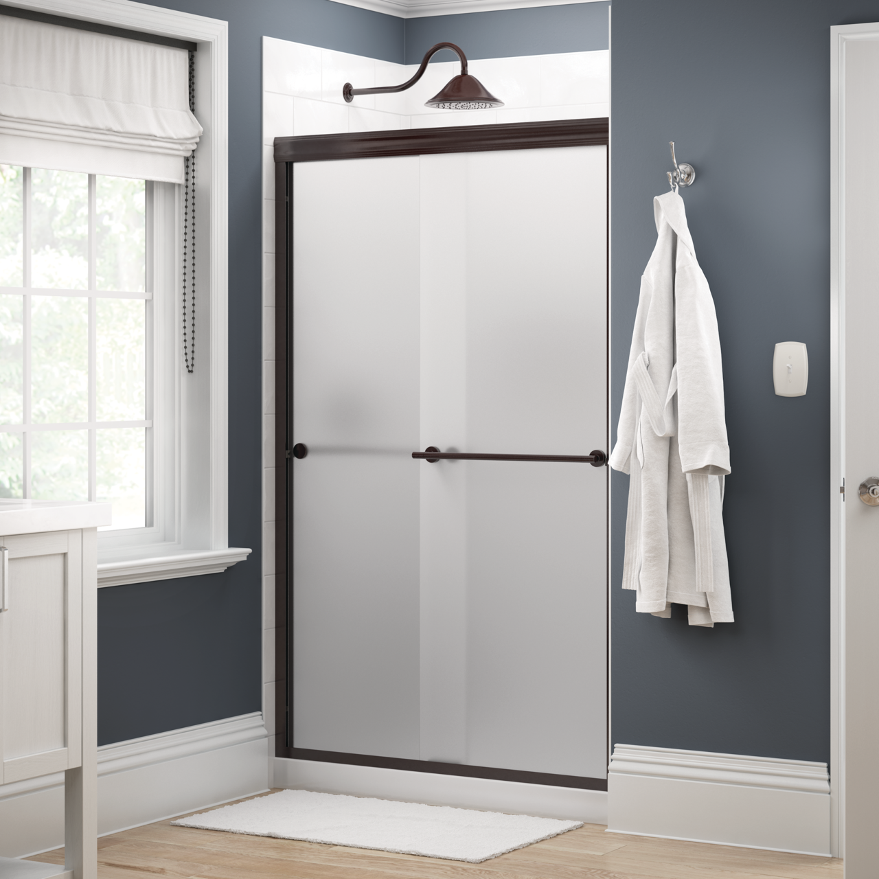 48" Shower / Frosted / Bronze