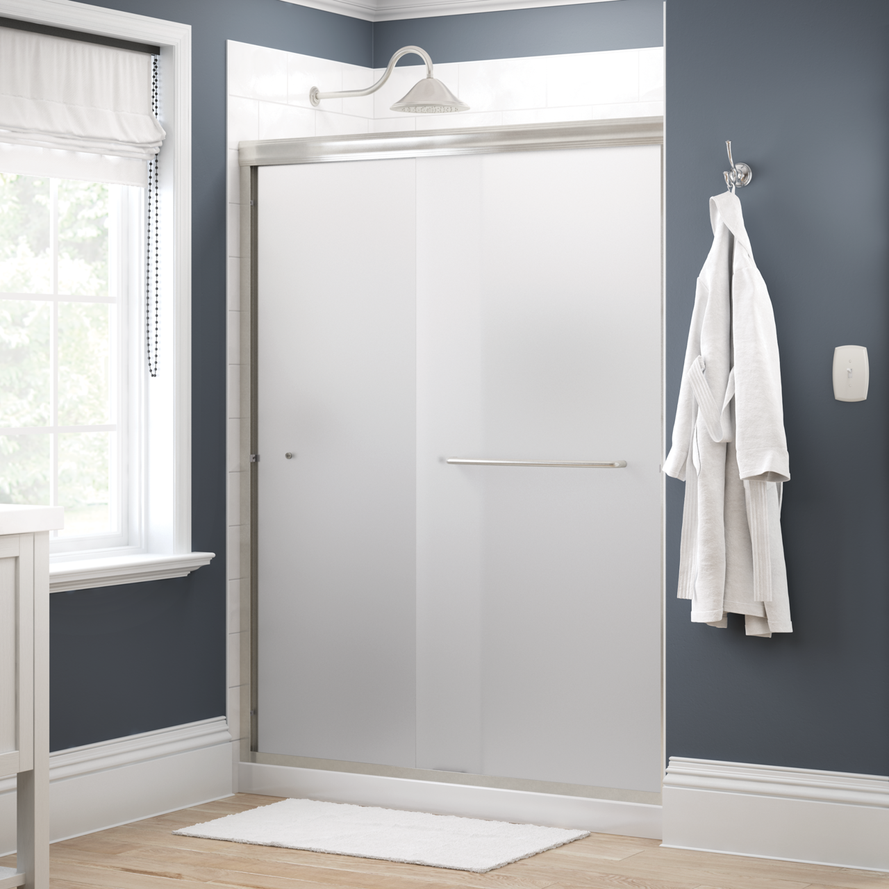 60" Shower / Frosted / Nickel