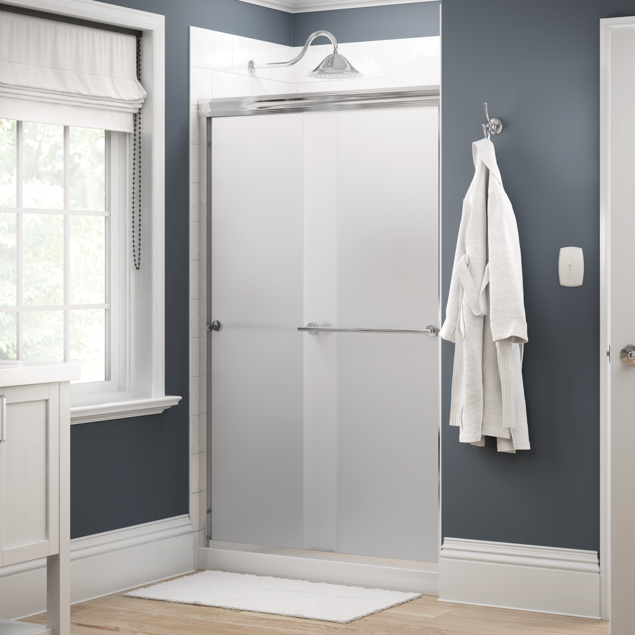 48" Shower / Frosted / Chrome