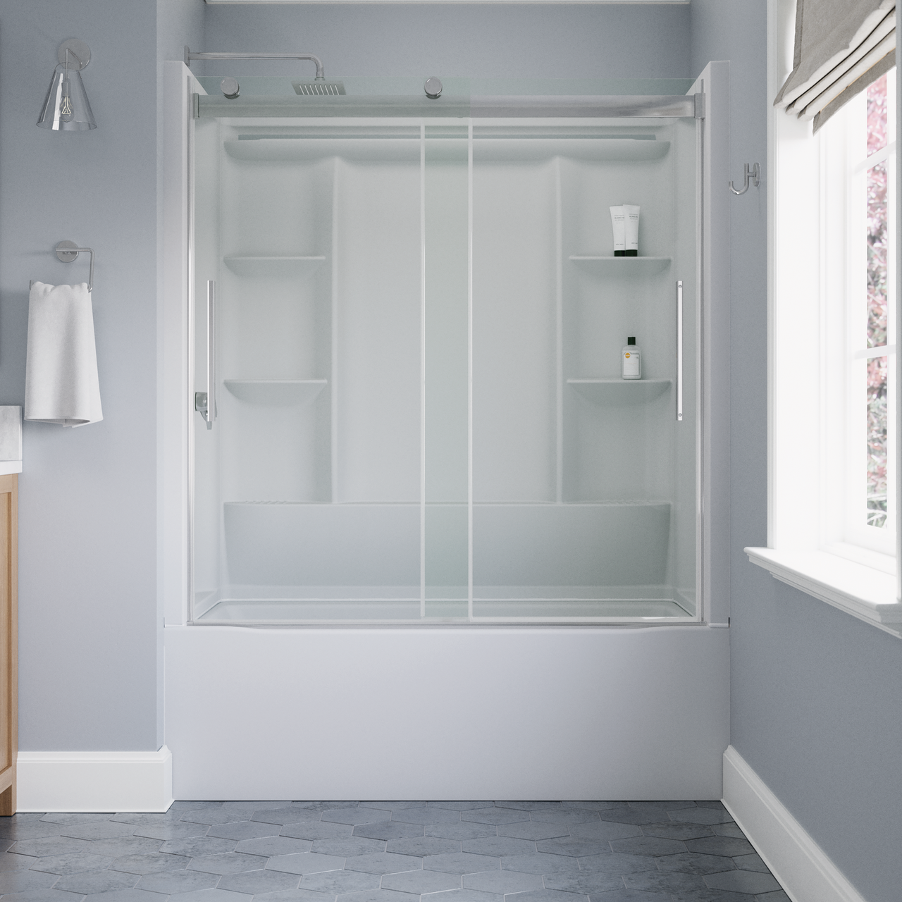 60" Bathtub / Clear / Polished Chrome