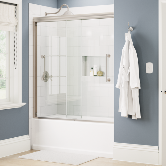 60" Bathtub / Clear / Shower Door Brushed Nickel